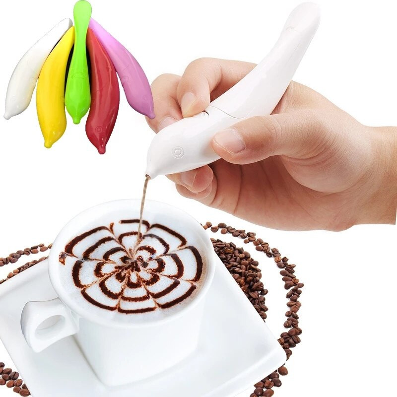 Coffee Latte Bird Latte Elektromos barkácsolás Art Pen Fűszerforma Szerszám Faragás Dekoráció Sütés Péksütemények Kreatív Kiegészítők Csokoládé