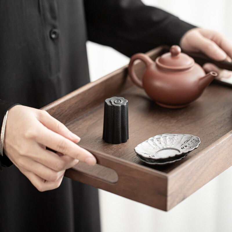 Keraminis juodas keramikinis dangtelis Purpurinis molio puodo dangtelio laikiklis Kung Fu arbatos indai Tureeno dekoravimo arbatinuko dangtelis atrama maža lentyna