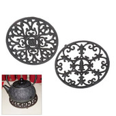 Чугунен чайник Тривет Винтидж Изискан кафяв кръгъл държач за саксия Куха подложка Изолационна подложка Декорация на маса Кухненски прибори за чай Ретро