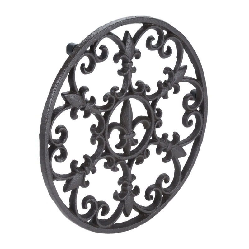 Чугунен чайник Тривет Винтидж Изискан кафяв кръгъл държач за саксия Куха подложка Изолационна подложка Декорация на маса Кухненски прибори за чай Ретро