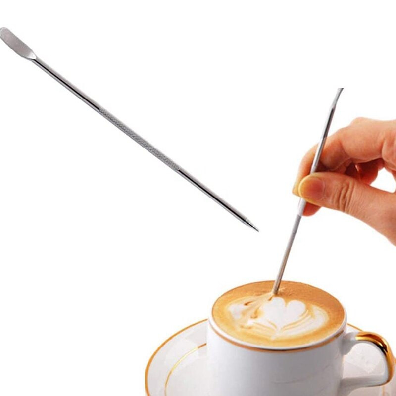 Rozsdamentes acél tejhabosító kancsó 20 oz Kávé shaker Duster Cukorpor Kakaószita Cappuccino kávésablonnal