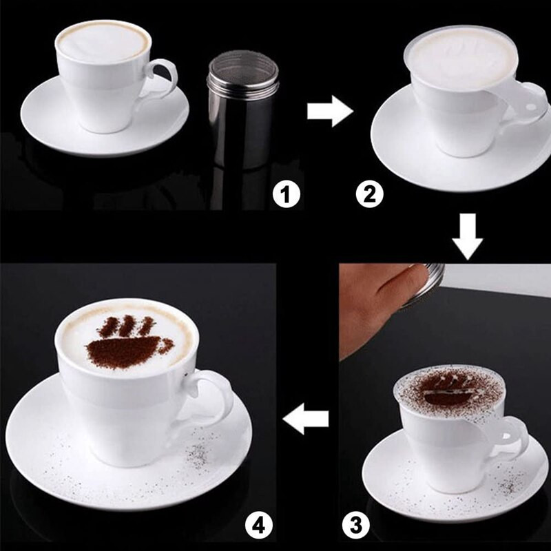 Rozsdamentes acél Cafe hab spray sablon Barista stencilek dekorációs eszköz Garland Forma kávé nyomtatás Virágmodell