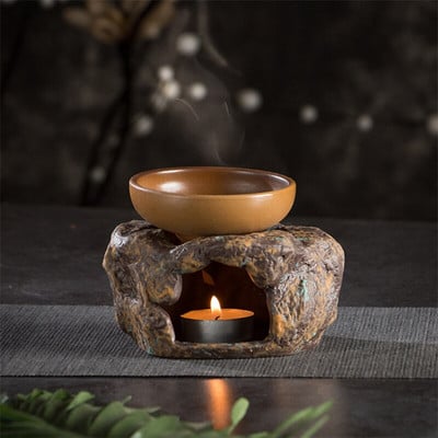 Японска ретро груба керамика Чайник Печка Свещ Нагревателна основа Чай Нагревател Кунг Фу Комплект за чай Керамична изолация Нагревател на тенджера за кафе