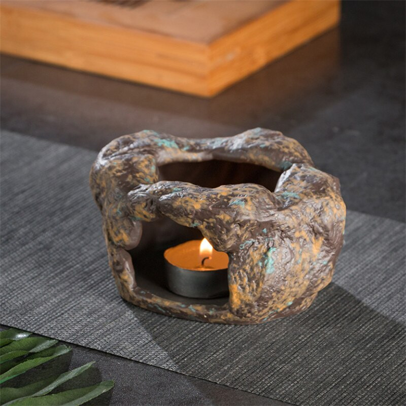 Японска ретро груба керамика Чайник Печка Свещ Нагревателна основа Чай Нагревател Кунг Фу Комплект за чай Керамична изолация Нагревател на тенджера за кафе