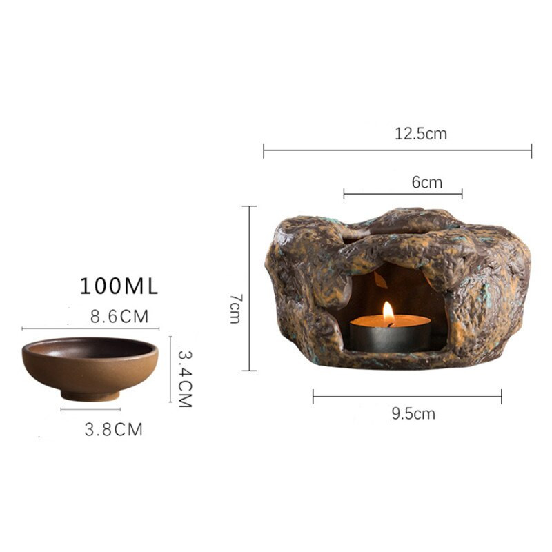 Японска ретро груба керамика Чайник Печка Свещ Нагревателна основа Чай Нагревател Кунг Фу Комплект за чай Керамична изолация Нагревател на тенджера за кафе