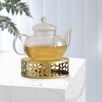 Свещ TeaPot Warmer Домакинска стойка за чай от неръждаема стомана Основа за свещ Издълбана стойка за нагревател за чайник Чаши нагревател за мляко 1 бр.