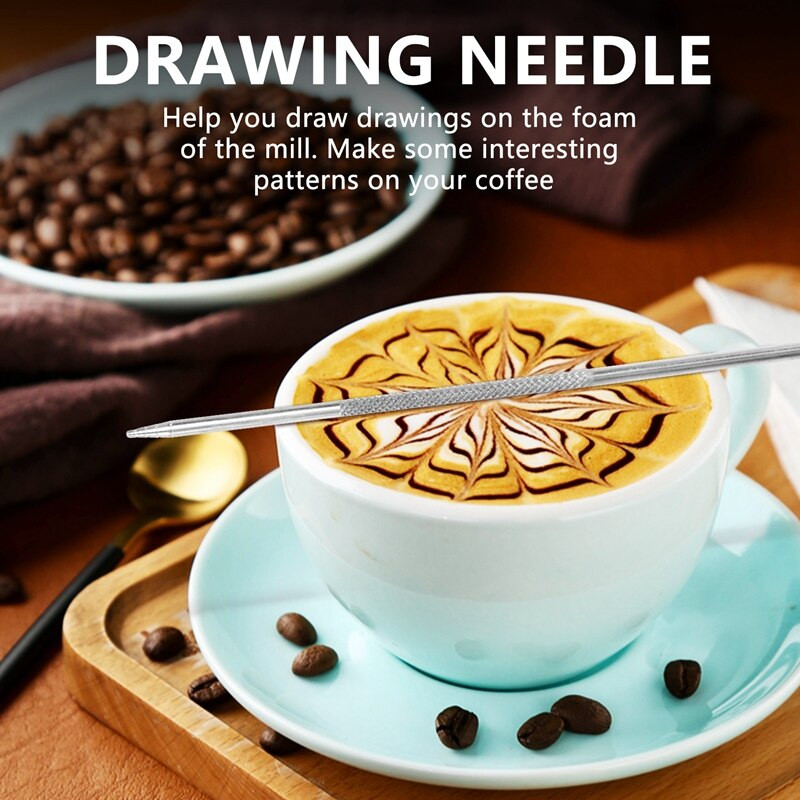 Rozsdamentes acél tejhabosító kancsó 20 oz Kávé shaker Duster Cukorpor Kakaószita Cappuccino kávésablonnal