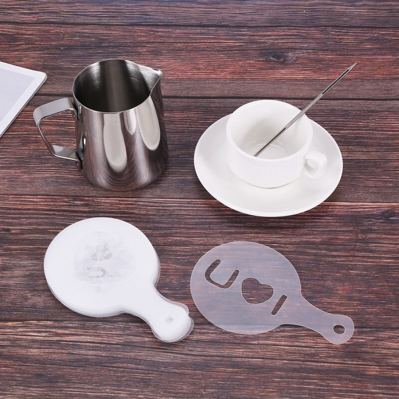 Nerūdijančio plieno pieno putų ąsotis 20Oz kavos plaktuvas Duster cukraus miltelių kakavos sietelis su kapučino kavos trafaretu