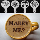 16 vnt. kavos trafaretai Latte Art kapučino formos nerūdijančio plieno plokštės šablonas 16 modelių