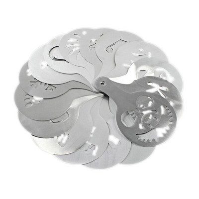 16 vnt. kavos trafaretai Latte Art kapučino formos nerūdijančio plieno plokštės šablonas 16 modelių