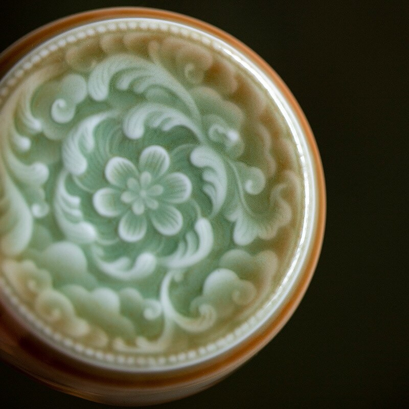 Új Retro Celadon gravírozott fedőkészlet Lila agyagedény fedő Kung Fu teáskészlet tartozékok fedőpárna Otthoni teaszertartás alkatrészek