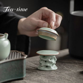 Boutique Azure Ru Kiln Porcelain Teapot Cover Base Ръчно изработена керамична поставка за капак на чайник Gaiwan Скоба за капак Орнаменти за чаена церемония