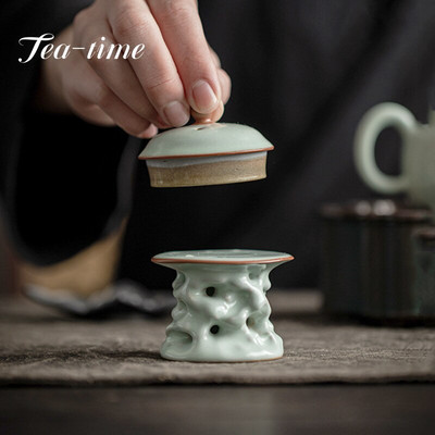 Boutique Azure Ru krāsns porcelāna tējkannas vāka pamatne ar rokām izgatavota keramikas tējkannas vāka turētājs Gaiwan vāka kronšteins tējas ceremonijas rotājumi