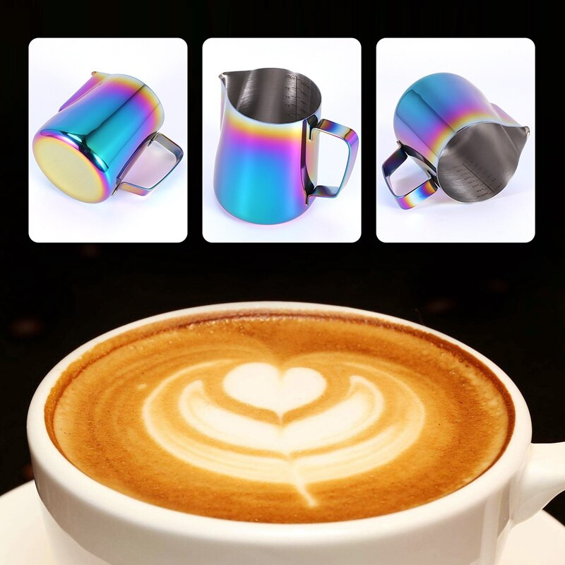 Vrč za pjenjenje mlijeka od 20 oz s umjetničkom olovkom za ukrašavanje, šareni vrč za pjenjenje mlijeka od nehrđajućeg čelika, šalica za kuhanje kave