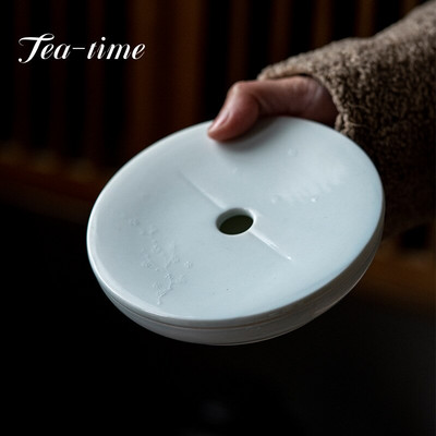 Античен Celadon Carving Art Pot Bearing Suport Поставка за чаша Ръчно изработена японска маса за сухо приготвяне на чай Аксесоари за домакинска чайна церемония