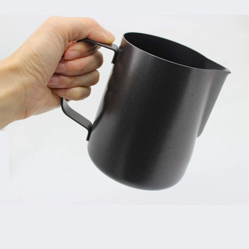 Rozsdamentes acél tejkanna, tejhabosító, tejhabosító kancsó Latte Art tollal, Cappuccino eszpresszóhoz