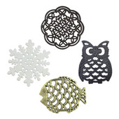 Öntöttvas teáskanna Trivet Vintage virág/bagoly/hal/hópehely kerek edénytartó üreges szőnyeg hőszigetelő alátét asztaldísz konyhai teáskészlet