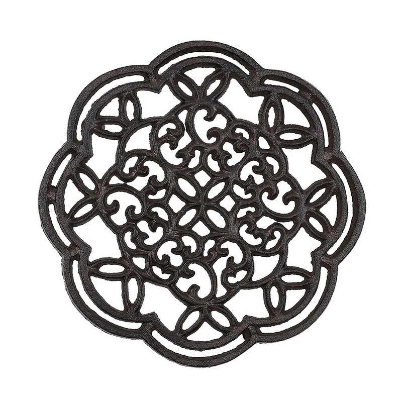 Öntöttvas teáskanna Trivet Vintage virág/bagoly/hal/hópehely kerek edénytartó üreges szőnyeg hőszigetelő alátét asztaldísz konyhai teáskészlet