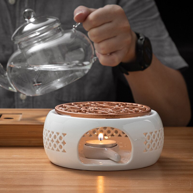 Keraminis arbatos šildytuvas arbatos puodo žvakės kaitinimo pagrindas arbatos kavos vandens šildytuvas arbatos viryklė Žvakių laikiklis arbatos priedai