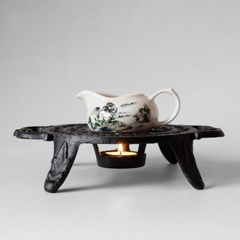 Винтидж японска чугунена свещ Топла печка за чай Кафе Мляко Вино Отопление По-топла основа Чайник Тривета Креативен свещник Подарък