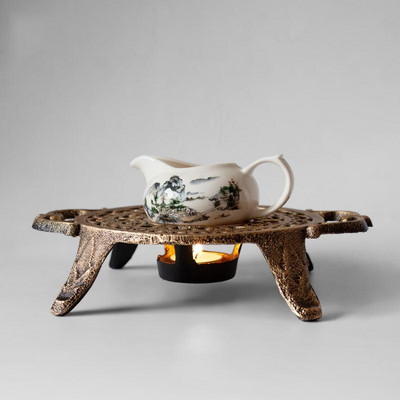 Винтидж японска чугунена свещ Топла печка за чай Кафе Мляко Вино Отопление По-топла основа Чайник Тривета Креативен свещник Подарък
