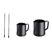 2 pakelių pieno putų ąsotis, garuojantis ąsotis su dekoravimo rašikliu, kavos cappuccino Latte Art pieno plaktuvas (12 OZ ir 20 OZ)