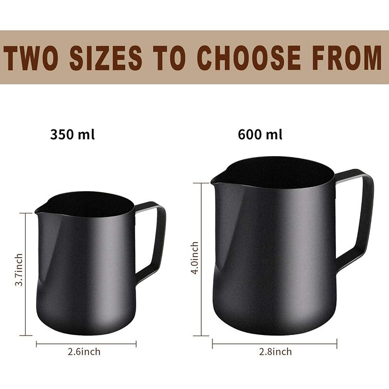 2 pakelių pieno putų ąsotis, garuojantis ąsotis su dekoravimo rašikliu, kavos cappuccino Latte Art pieno plaktuvas (12 OZ ir 20 OZ)