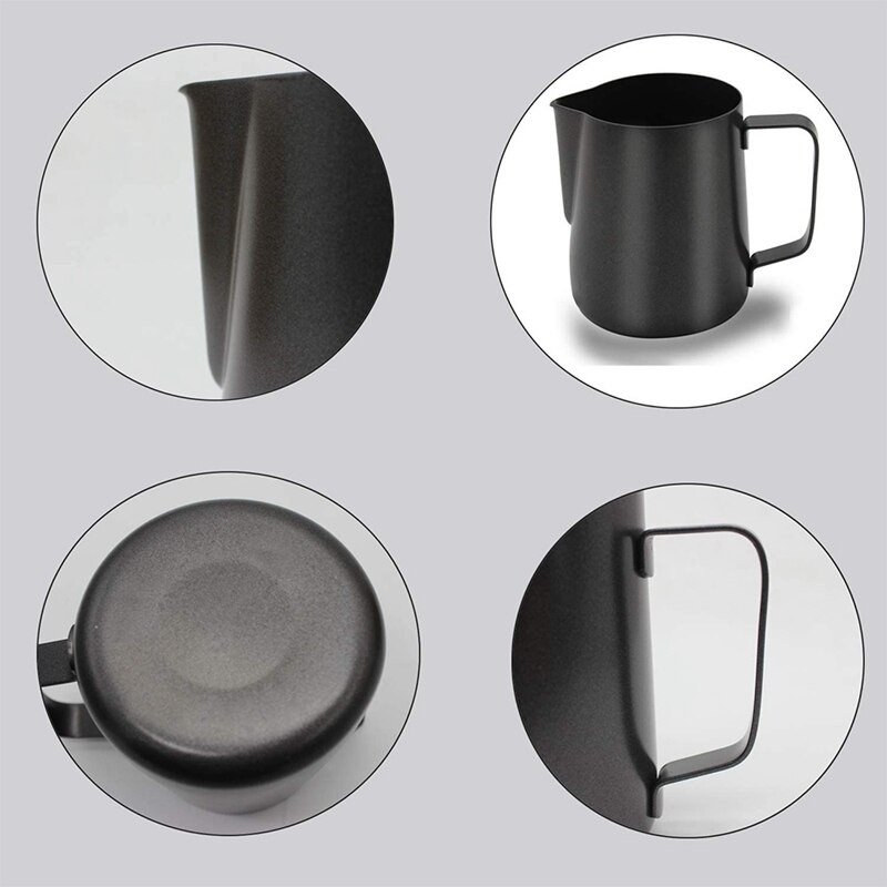 Cană de lapte din oțel inoxidabil, ulcior de lapte, cană pentru spuma de lapte cu stilou Latte Art', pentru cappuccino espresso