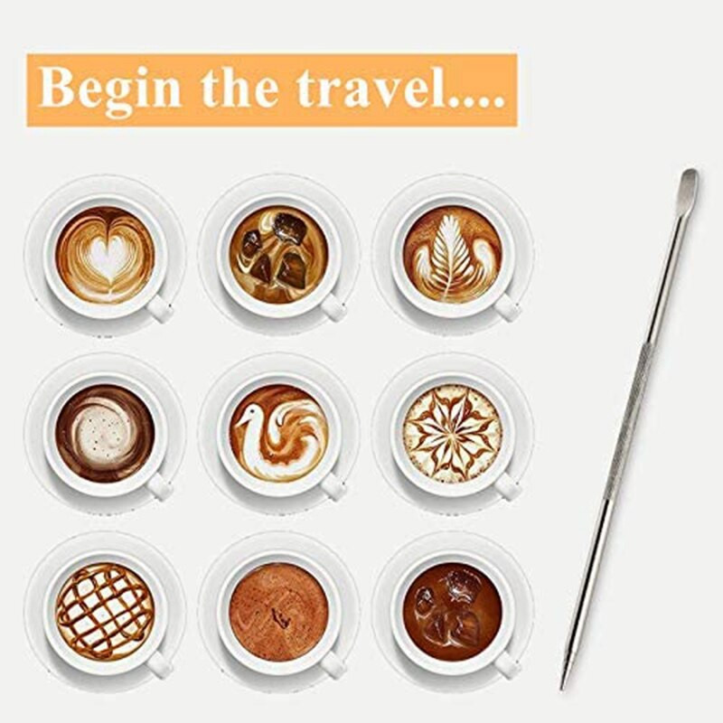 Pachet de 2 ulcioare pentru spumare a laptelui, ulcior pentru aburire cu stilou de decor, cafea, cappuccino, spuma de lapte cu latte (12 oz și 20 oz)