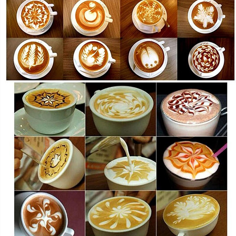 Pachet de 2 ulcioare pentru spumare a laptelui, ulcior pentru aburire cu stilou de decor, cafea, cappuccino, spuma de lapte cu latte (12 oz și 20 oz)