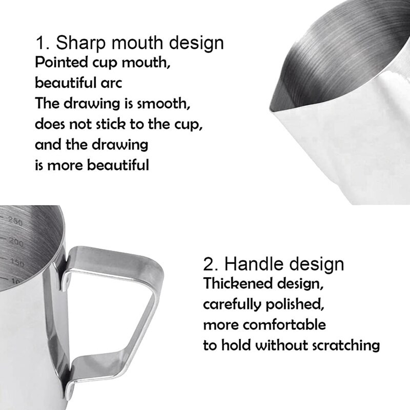 Tejhabosító kancsó 350 ml-es tejhabos kancsó rozsdamentes acél tejhabos kancsó tejeskancsó kávéfőzőhöz