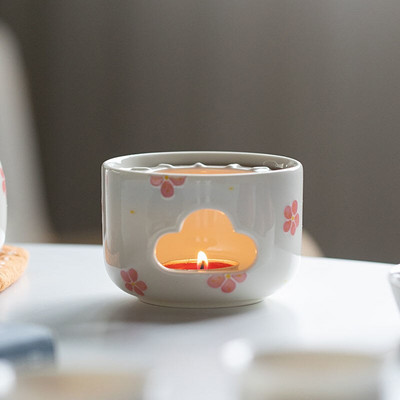 Love Tea Pure Käsitsi maalitud kuhjaga nikerdatud kirsiõie teekann Küünlasoe teepliit Soojendusalus Väike teesoojendaja