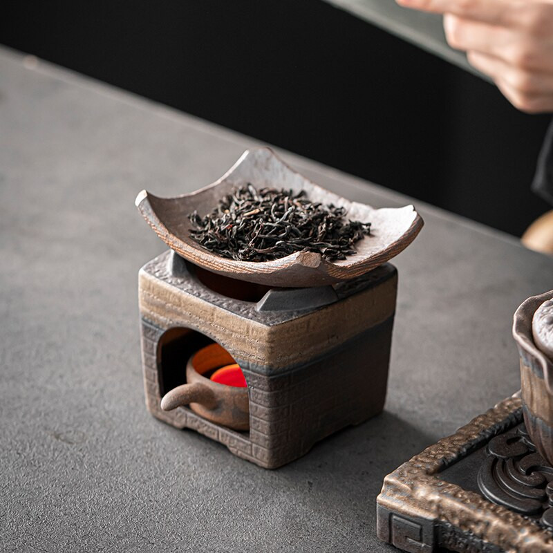 Senovinė arbatos viryklė Grubi keramika Puer arbata Žvakių šildytuvas Degiklis Arbatos reikmenys Šiltesnis arbatinukas puodelis Nakties šviesos amatai
