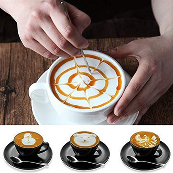 HOT-Кана за разпенване на мляко от неръждаема стомана за Macchiato Cappuccino Latte Art, включително писалка Latte Art, пенообразовател за мляко, 350 мл