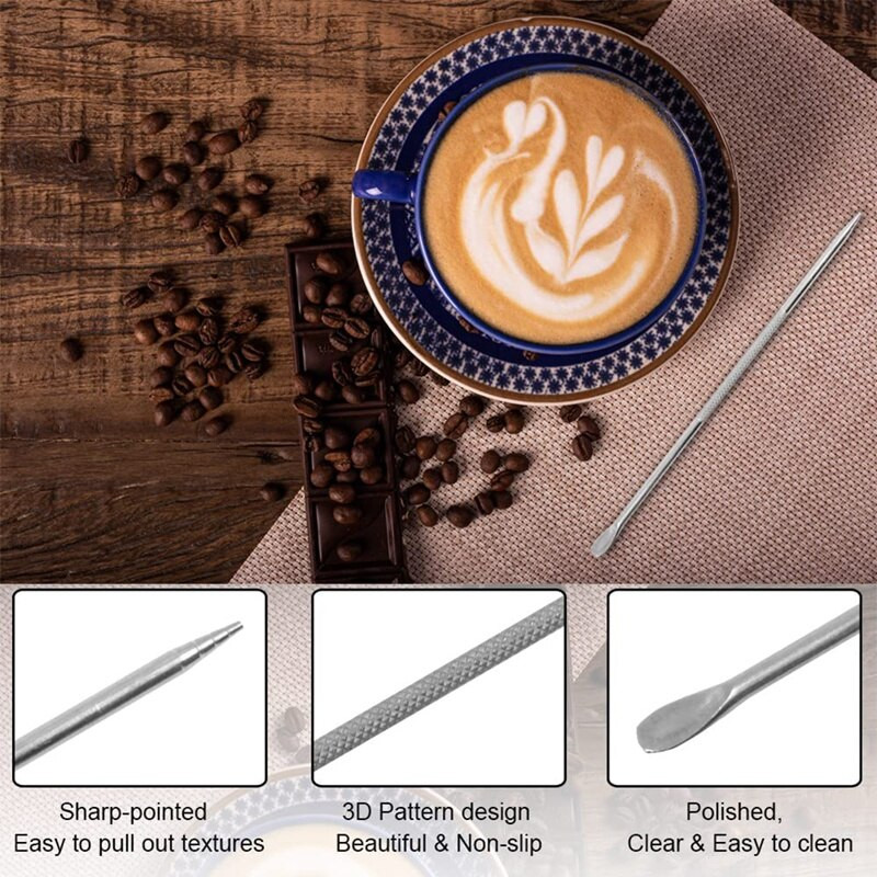 Vrč za pjenjenje espresso mlijeka s mjeračem iznutra i izvana, šalica za mlijeko s vijencem od nehrđajućeg čelika, 2 olovke za kavu (12 oz.)