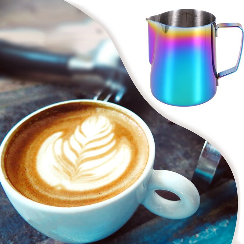 Vrč za pjenjenje mlijeka od 20 oz s umjetničkom olovkom za ukrašavanje, šareni vrč za pjenjenje mlijeka od nehrđajućeg čelika, šalica za kuhanje kave