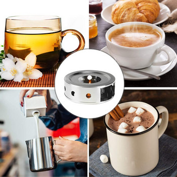 Кръгла стойка за подгряване на чайник Държач за тенджера за чай Преносим нагревател за чай от неръждаема стомана, нагревател за чай, чаена свещ, нагревателна основа за свещ