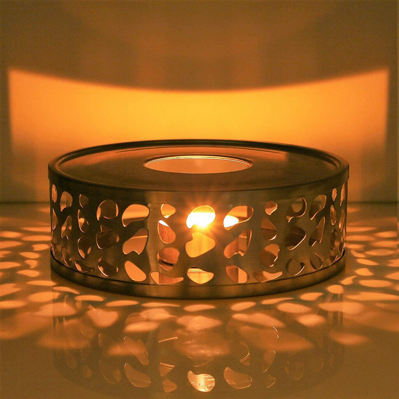 Kerek teáskanna melegítő állvány teáskanna tartó Hordozható rozsdamentes acél kávé teamelegítő teamécses gyertya fűtő talp