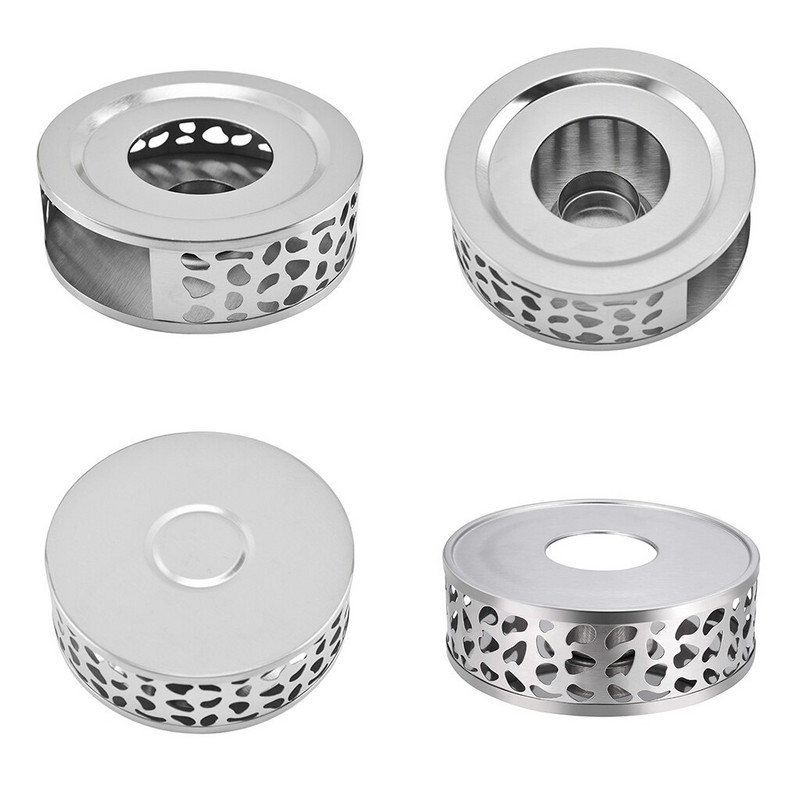 Kerek teáskanna melegítő állvány teáskanna tartó Hordozható rozsdamentes acél kávé teamelegítő teamécses gyertya fűtő talp