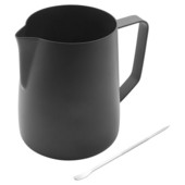 Pieno putojimo ąsotis, nerūdijančio plieno pieno kavos putų ąsotis 900 ml (32 Oz) Kapučino espreso kavos ruošimui (juodas)