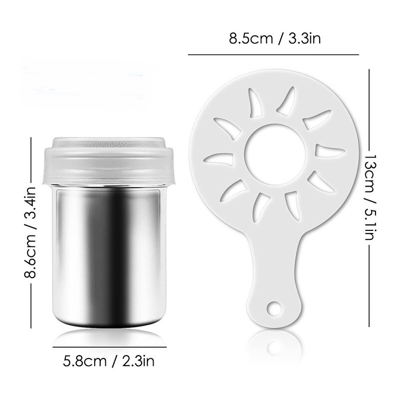 NHBR 2 db rozsdamentes acél porrázó kávé- és kakaópor fedővel pörkölő otthoni éttermekben nyomdaformákkal