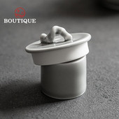 Kézzel készített jégszürke mázborító egyszerű kerámia borítókészlet japán stílusú készlet Tureen teáskanna felső fedéltartó Kung Fu tea edények