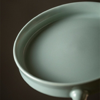 Ru Kiln Τρίποδη πλάκα ξηρής ζυθοποιίας Retro Azure Porcelain Pot Bearing Κεραμικός δίσκος τσαγιού Πιάτο φρούτων τσαγιού Kung Fu