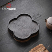 Vintage ébenfa tömörfa száraz buboréktálca Retro edény csapágy tartó Kung Fu teáskészlet Zisha teáskanna tartó teaszertartási kiegészítők