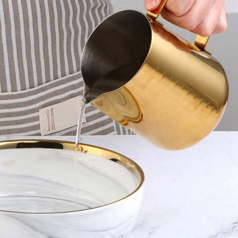 Rozsdamentes acél kávéhabosító kancsó mérleggel otthoni kávés Latte Art tejeskancsókhoz
