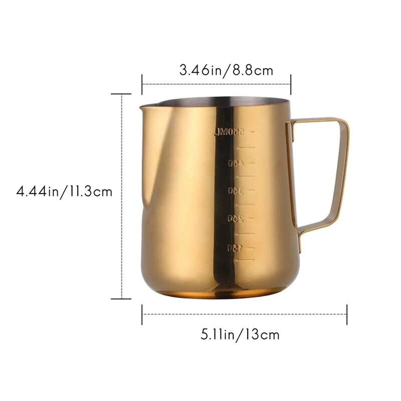 Rozsdamentes acél kávéhabosító kancsó mérleggel otthoni kávés Latte Art tejeskancsókhoz