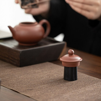 Керамична черна керамика Покривало с лилава глина Поставка за капак за саксия Кунг-фу Прибори за чай Кунг-фу Декорация на супник Капак за чайник Подложка за почивка Малък рафт