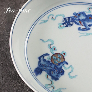 Антична синя и бяла керамична саксия, носеща лъвска топка за игра, изкуство, маса за чай, съхранение на вода, поднос за чай, повдигаща се поставка за саксия, чиния с плодове