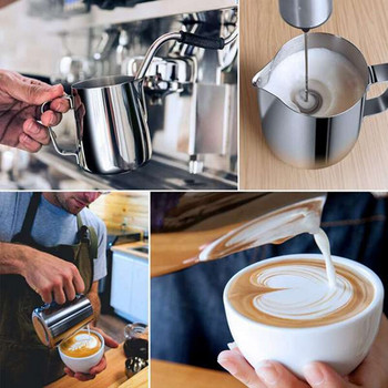 Αφρώδης κανάτα γάλακτος από ανοξείδωτο χάλυβα για Macchiato Cappuccino Latte Art, Συμπεριλαμβανομένου στυλό Latte Art, Αφρόγαλα, 350ML