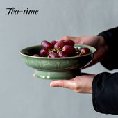 Yue Kiln Celadon magas lábú teástálca Háztartási Gyümölcs Snack Palte Japán forrázásgátló edény csapágytartó Teaszertartási díszek